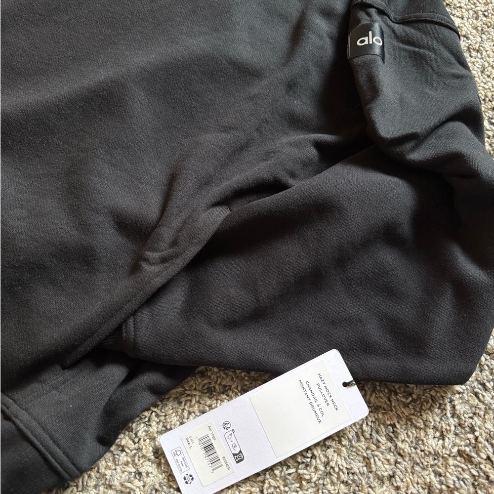 NEW ALO HAZY MOCK NECK PULLOVER BLACK SIZE L - Picture 3 of 4